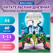 Дневник читательский А5 40 л., твердый, глянцевая ламинация, цветной блок, BRAUBERG, "Замок", 113449