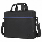 Сумка портфель BRAUBERG PRACTICAL с отделением для ноутбука 15,6", Blue line, черная, 29х40х7 см, 272603