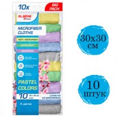 Салфетки из МИКРОФИБРЫ 30х30 см PASTEL COLOUR, big pack, КОМПЛЕКТ 10 штук, 180 г/м2, LAIMA HOME, 700608