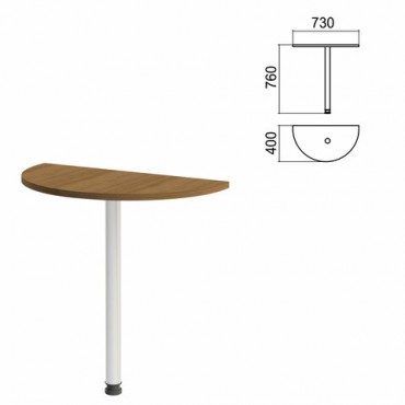 Стол приставной полукруг "Арго", 730х400х760 мм, орех/опора хром (КОМПЛЕКТ)