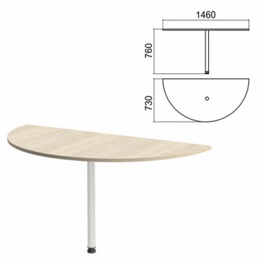 Стол приставной полукруг "Арго", 1460х730х760 мм, ясень шимо/опора хром (КОМПЛЕКТ)